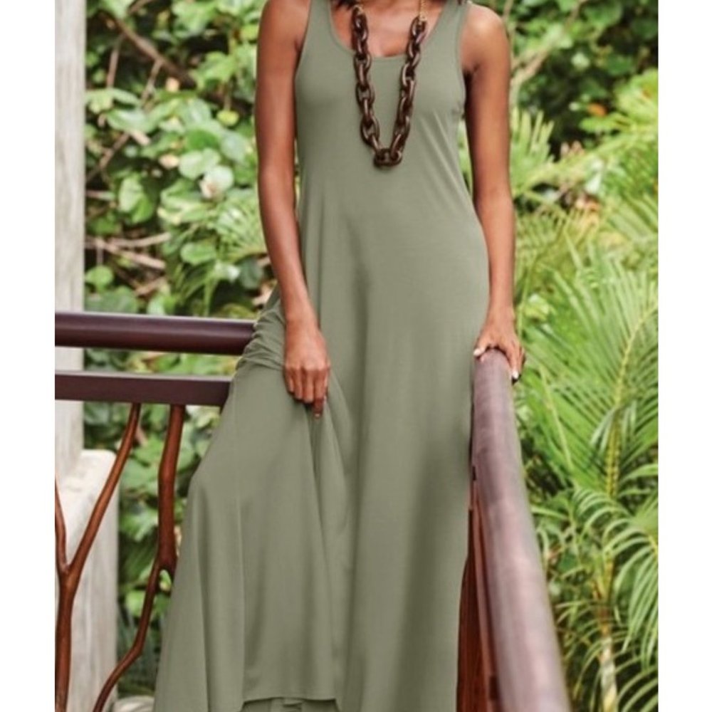 Soft Surroundings Olive Green Maxi Dress